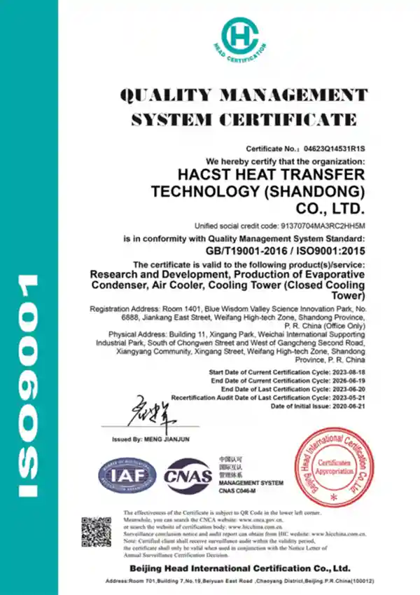 Quality Management System Certification ISO9001 - HACST